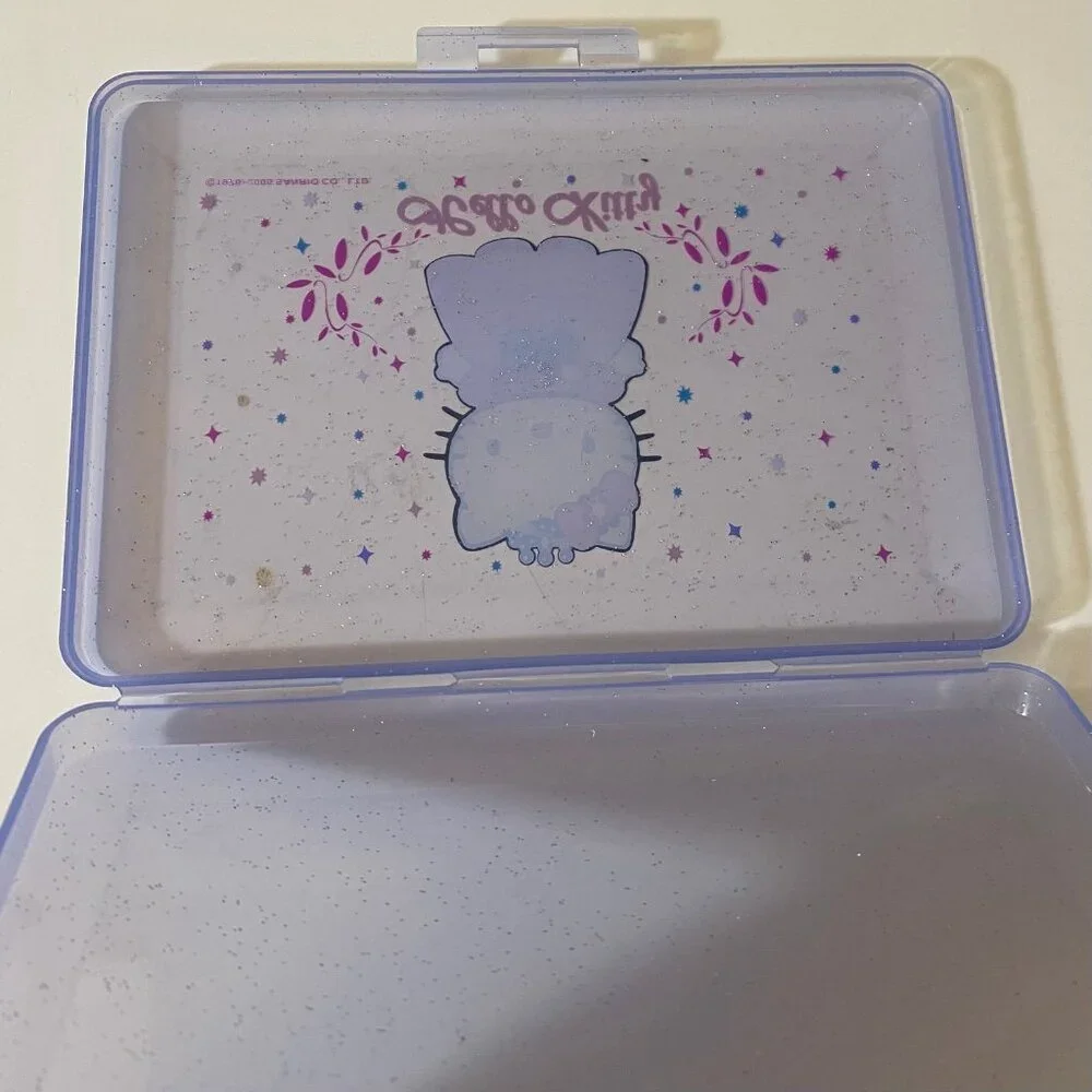 Sanrio 2005 Hello Kitty Clear Glitter Plastic Case